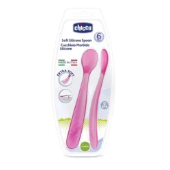 CHICCO Cucchiaio In Morbido Silicone 6m+ (2 Pezzi) Fucsia