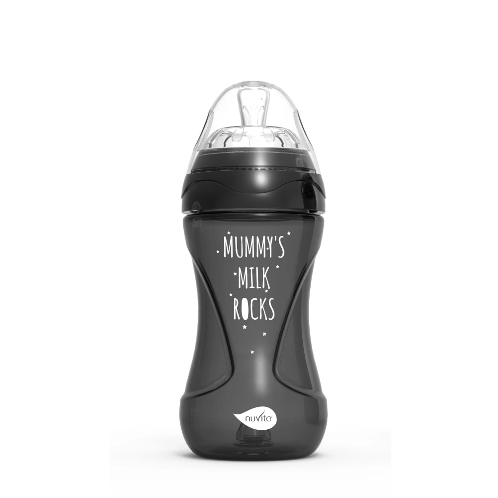 Mimic Cool 250 Ml Biberon Con Valvola Riduci Coliche Nero 1 Mimic Cool 250 Ml Biberon Con Valvola Riduci Coliche Nero