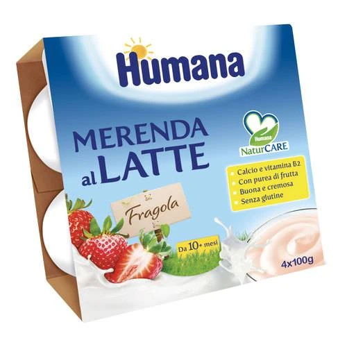 Humana Merenda Al Latte E Fragola 4 X 100g 1 Humana Merenda Al Latte E Fragola 4 X 100g