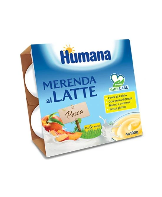 Humana Merenda Latte E Pesca 4 X 100g 1 Humana Merenda Latte E Pesca 4 X 100g
