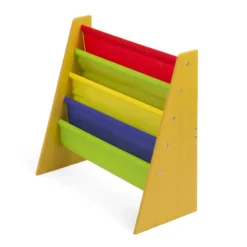 Scaffale Libreria In Legno Con 5 Ripiani In Tessuto -Bambino Prodotti Negozio 0047728 scaffale libreria in legno con 5 ripiani in tessuto