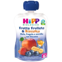 Hipp Frutta Frullata Bio Biscotto Mela Fragola E Mirtillo 90gr