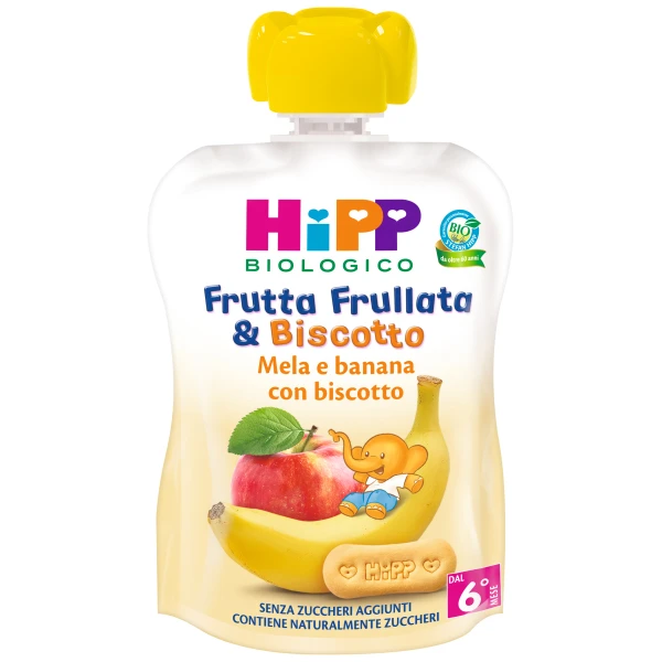 Hipp Frutta Frullata Bio Mela Banana E Biscotto 90gr 1 Hipp Frutta Frullata Bio Mela Banana E Biscotto 90gr