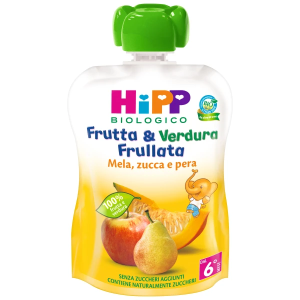 Hipp Frutta E Verdura Bio Frullata Mela Pera E Zucca 90gr 1 Hipp Frutta E Verdura Bio Frullata Mela Pera E Zucca 90gr