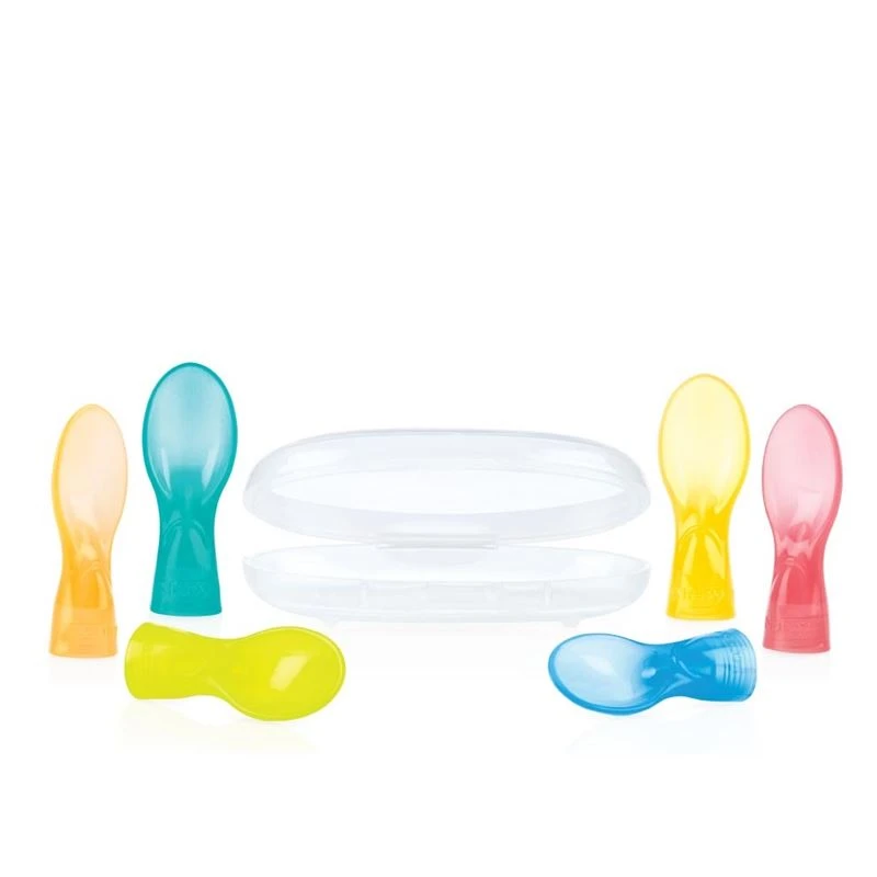 Nuby 2 Cucchiaini Adattabili Alle Bustine Di Cibo, Con Custodia 1 Nuby 2 Cucchiaini Adattabili Alle Bustine Di Cibo, Con Custodia