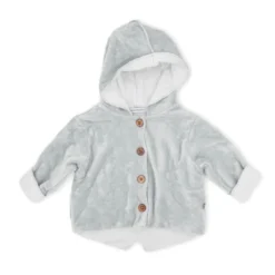 Bamboom Cardigan Con Cappuccio In Velluto Per Neonato - Grigio Ghiaccio