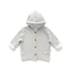 Bamboom Cardigan Felpato Con Cappuccio Pure Per Neonato - Grey Ivory