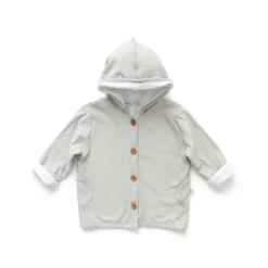 Bamboom Cardigan Felpato Con Cappuccio Pure Per Neonato - Grey Ivory