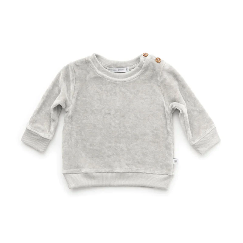 Bamboom Maglia Manica Lunga In Velluto Per Neonato - Grigio Ghiaccio 1 Bamboom Maglia Manica Lunga In Velluto Per Neonato - Grigio Ghiaccio