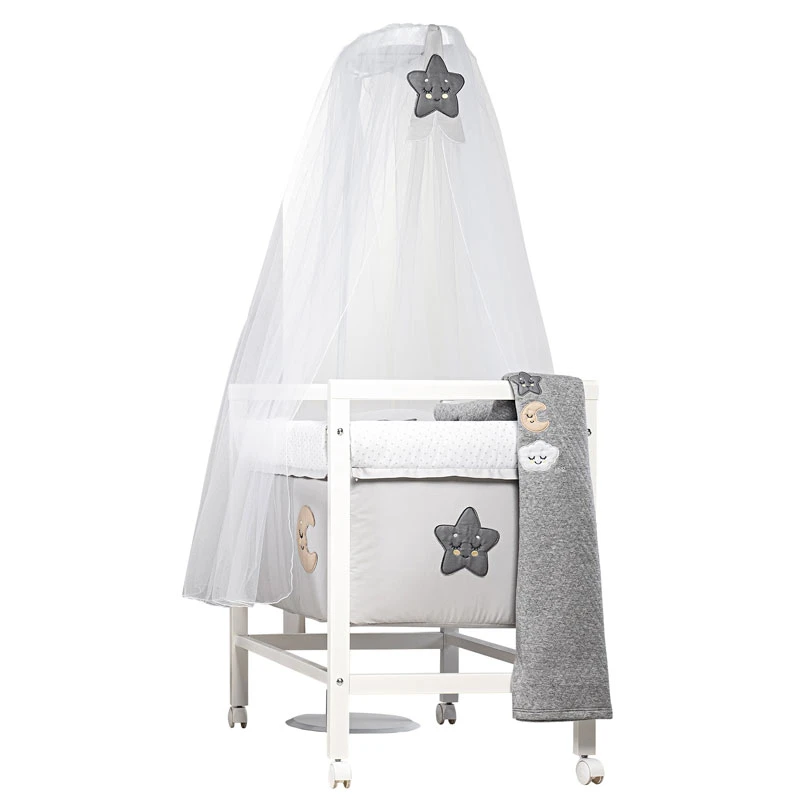 Picci Set 3pz Coprimaterasso, Lenzuolo Sopra E Federa Per Culla Smile - Grigio 2 Picci Set 3pz Coprimaterasso, Lenzuolo Sopra E Federa Per Culla Smile - Grigio - immagine 2