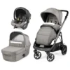 Peg Perego Trio Veloce Con Passeggino Ruote Top Quality, Culla Grande E Seggiolino Auto Primo Viaggio Lounge I-Size