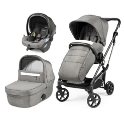 Peg Perego Trio Vivace Con Passeggino Compatto, Navicella Culla Grande E Seggiolino Auto Primo Viaggio Lounge R129 I-Size