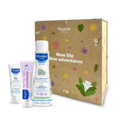 Mustela Cofanetto Riutilizzabile Con Crema Viso, Pasta Cambio E Detergente Delicato Inclusi