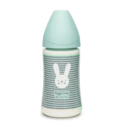 Suavinex Biberon Hygge Con Tettarella Rotonda In Silicone 270ml - Coniglio Righe Verde