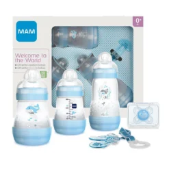 Mam Set Regalo Welcome To The World Con 3 Biberon Anticolica, Ciuccio, Porta Ciuccio