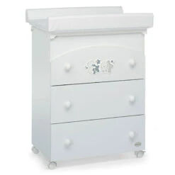 Foppapedretti Bagnetto Fasciatoio Piccoli Amici Con Vaschetta Estraibile, Cassetti E Piano Ribaltabile