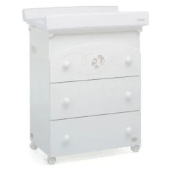 Foppapedretti Bagnetto Fasciatoio Babyfly In Legno Con Vaschetta Estraibile, Cassetti E Piano Ribaltabile