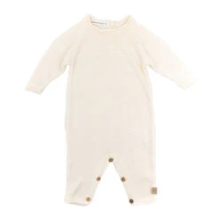 Bamboom Tutina Neonato In Maglia Con Apertura Davanti - Bianco