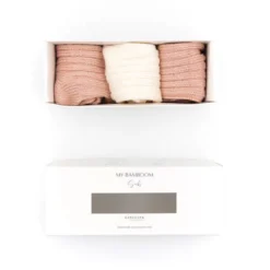 Bamboom Box 3 Paia Calze Spesse In Bambù Naturale - Rosa Cipria E Panna