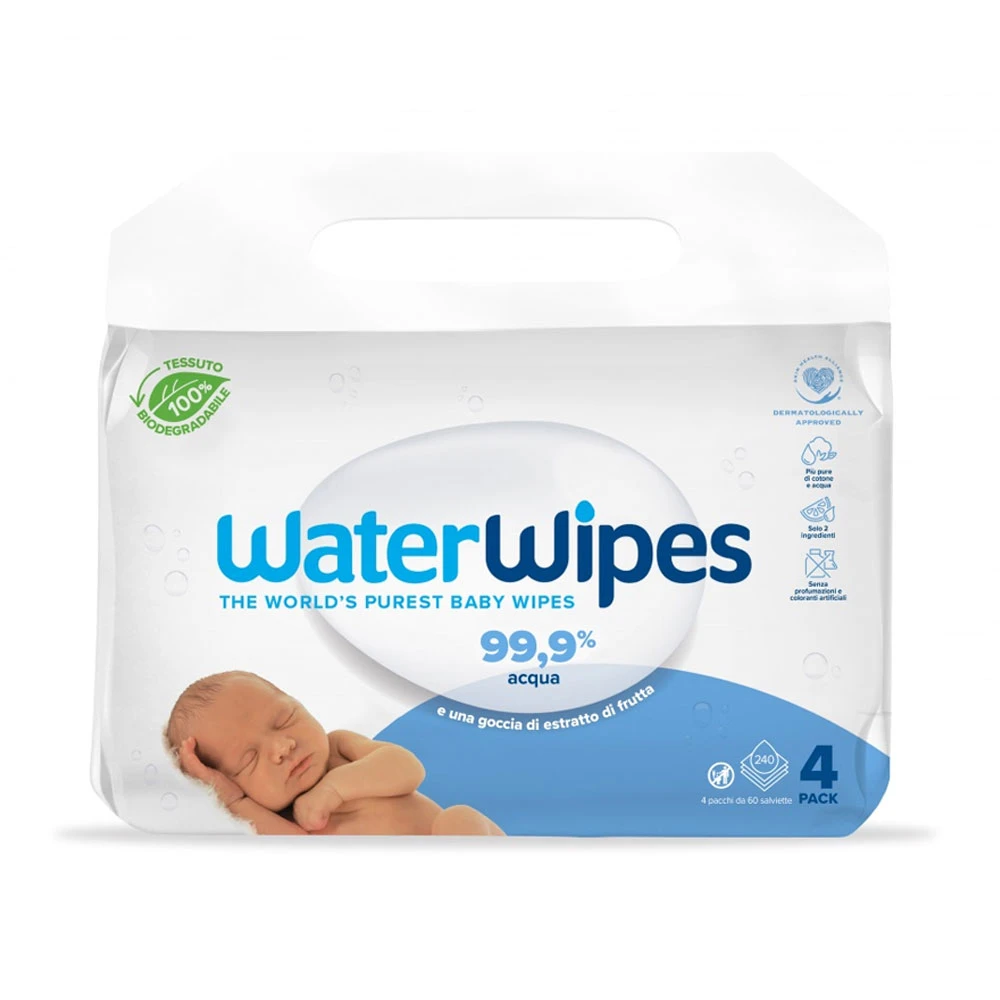 WaterWipes 240 Salviette Umidificate Neonato, 99,9% Di Acqua, Biodegradabili 2 WaterWipes 240 Salviette Umidificate Neonato, 99,9% Di Acqua, Biodegradabili - immagine 2