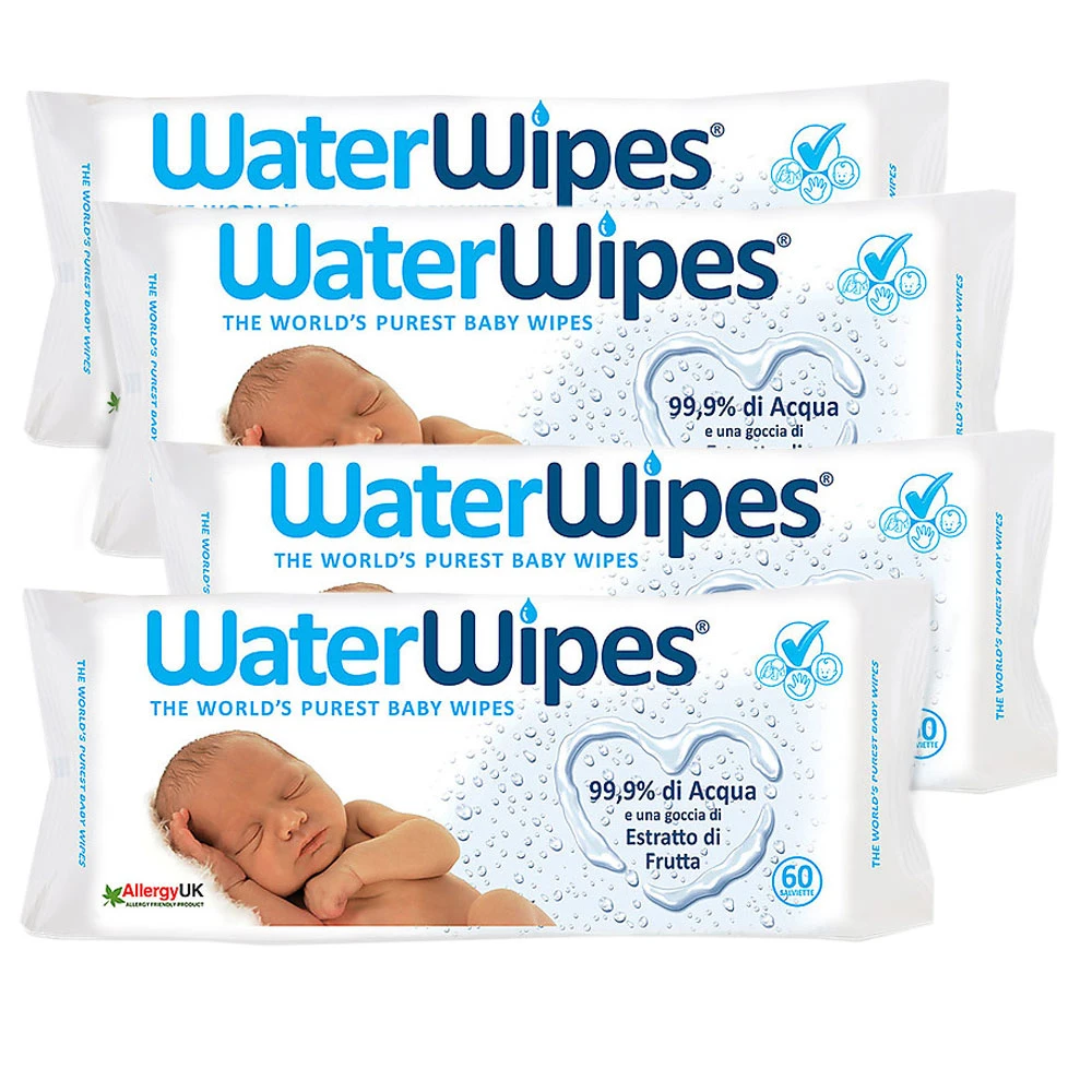 WaterWipes 240 Salviette Umidificate Neonato, 99,9% Di Acqua, Biodegradabili 1 WaterWipes 240 Salviette Umidificate Neonato, 99,9% Di Acqua, Biodegradabili