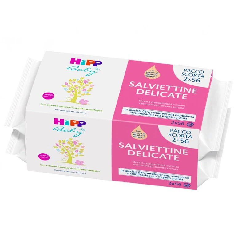 HiPP Salviette Delicate, Pacco Scorta 2x56 Salviette 2 HiPP Salviette Delicate, Pacco Scorta 2x56 Salviette - immagine 2