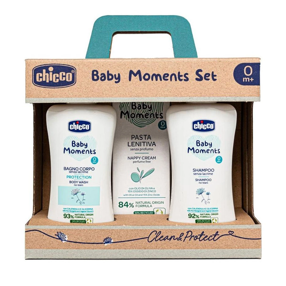 Chicco Baby Moments Set Clean&Protect, Cofanetto Regalo Con Bagnoschiuma, Shampoo E Pasta Lenitiva 1 Chicco Baby Moments Set Clean&Protect, Cofanetto Regalo Con Bagnoschiuma, Shampoo E Pasta Lenitiva
