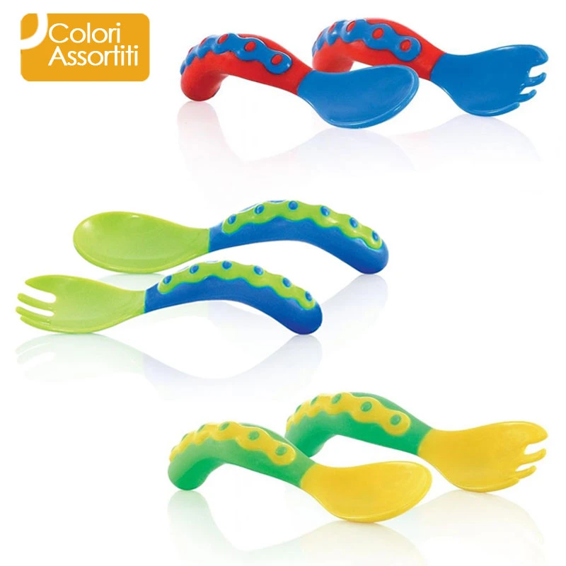 Nuby Prime Posate Svezzamento Con Forchetta E Cucchiaio 1 Nuby Prime Posate Svezzamento Con Forchetta E Cucchiaio