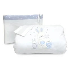 Bebitaly 4pz Set Letto Coniglietti Con Piumone Sfoderabile, Paracolpi, Federa