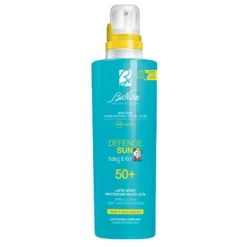 Bionike Spray Latte Solare Alta Protezione Defence Sun 50+ Baby&Kid, Resistente All'acqua - 200ml