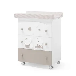 Erbesi Bagnetto Mirtillo Con Fasciatoio E Cassettiera - Bianco E Tortora