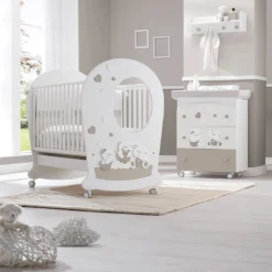 Erbesi Lettino Mirtillone In Legno Di Faggio Massello, Con Sistema A Dondolo - Bianco E Tortora -Bambino Prodotti Negozio 0101037 erbesi lettino mirtillone in legno di faggio massello con sistema a dondolo bianco e tortora