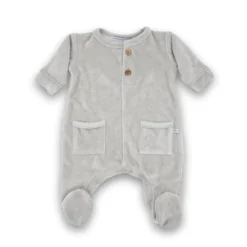 Bamboom Tuta Con Piedi In Velluto 1m, 3m - Grigio Ghiaccio