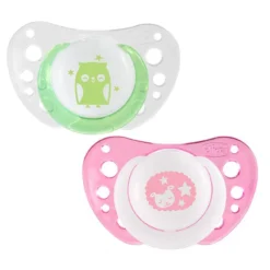 Chicco 2pz Succhietto Air Lumi In Silicone, Ciuccio Con Bottone Luminoso, 0-6 Mesi