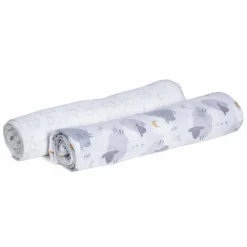 Chicco 2pz Swaddle Muslin, Mussole Portabebè - Grey Sheep E Bear