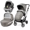 Peg Perego Trio Vivace Con Passeggino, Navicella Culla Elite E Seggiolino Auto Primo Viaggio SLK R129 I-Size - City Grey
