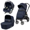 Peg Perego Trio Book Con Passeggino, Culla Gran Pagoda E Seggiolino Auto Primo Viaggio Lounge I-Size - Blue Shine