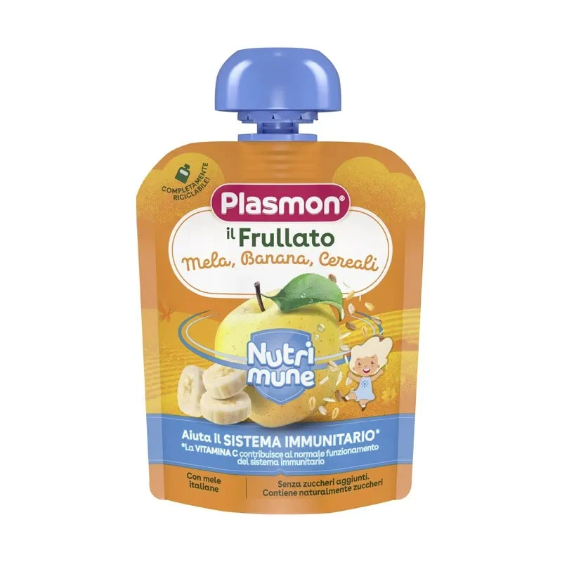 Plasmon Nutrimune Frullato Mela, Banana, Cereali - 85gr 1 Plasmon Nutrimune Frullato Mela, Banana, Cereali - 85gr
