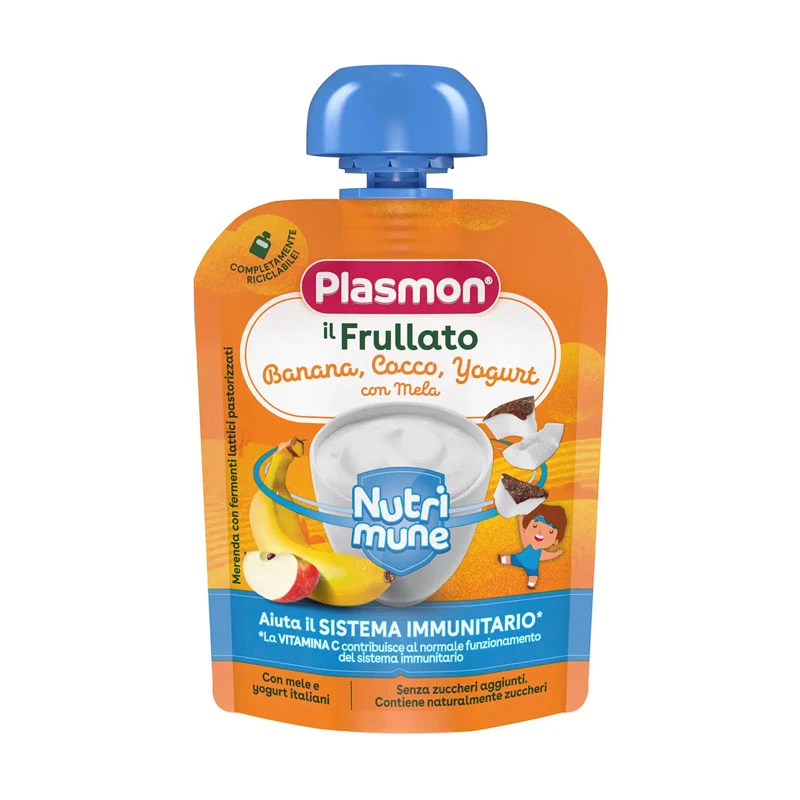 Plasmon Nutrimune Frullato Banana, Cocco E Yogurt Con Mela - 85gr 1 Plasmon Nutrimune Frullato Banana, Cocco E Yogurt Con Mela - 85gr