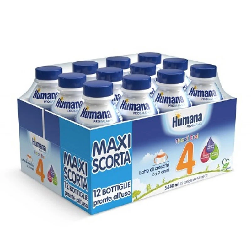 Humana 4 Latte Crescita Liquido ProBalance - Pacco Scorta 12 X 470ml 1 Humana 4 Latte Crescita Liquido ProBalance - Pacco Scorta 12 X 470ml